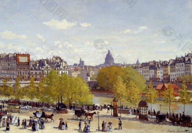 Quai du Louvre, 1867法国画家克劳德.莫奈oscar claude Monet风景油画装饰画