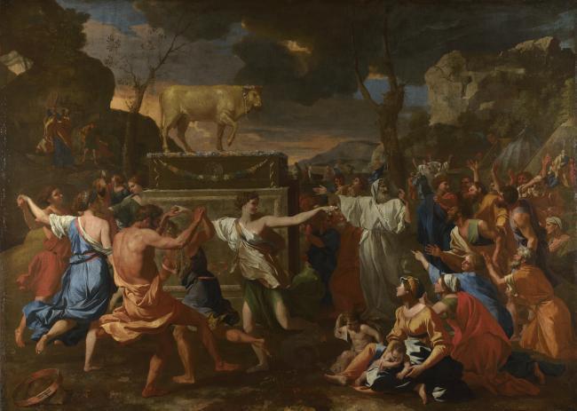 Nicolas Poussin - The Adoration of the Golden Calf法国画家尼古拉斯普桑Nicolas Poussin古典主义油画装饰画