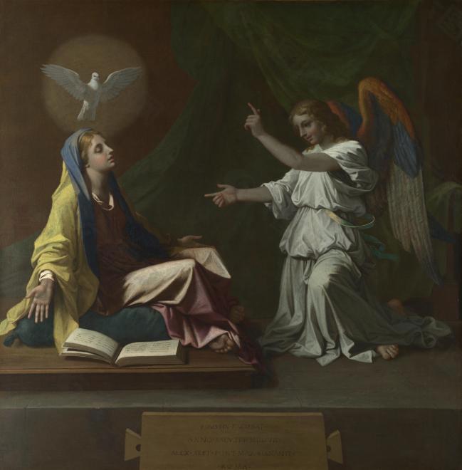 Nicolas Poussin - The Annunciation法国画家尼古拉斯普桑Nicolas Poussin古典主义油画装饰画