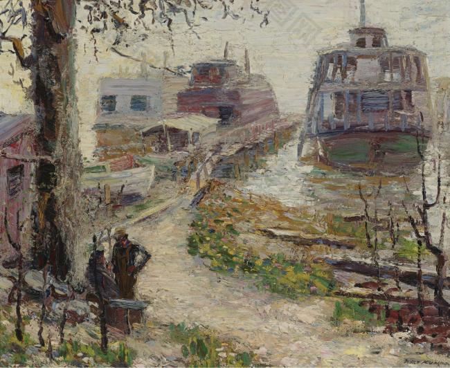 Walt Kuhn - Moorings, 1906-12大师画家风景画静物油画建筑油画装饰画