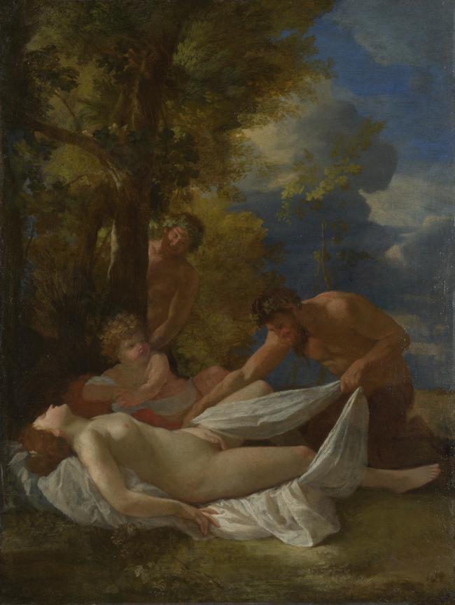 Nicolas Poussin - Nymph with Satyrs法国画家尼古拉斯普桑Nicolas Poussin古典主义油画装饰画