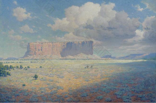 William R. Leigh - Arizona Landscape with Two Riders, 1911大师画家风景画静物油画建筑油画装饰画