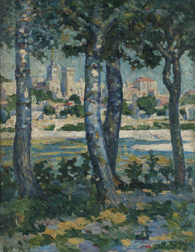 William Zorach - Along the Rhone, Avignon, 1910大师画家风景画静物油画建筑油画装饰画