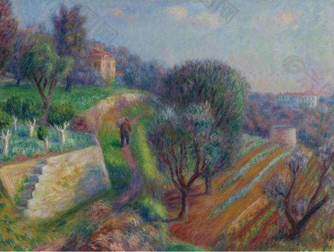 William James Glackens - Hillside, 1929大师画家风景画静物油画建筑油画装饰画