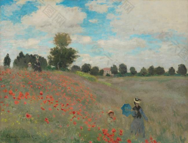 Poppies at Argenteuil, 1873法国画家克劳德.莫奈oscar claude Monet风景油画装饰画