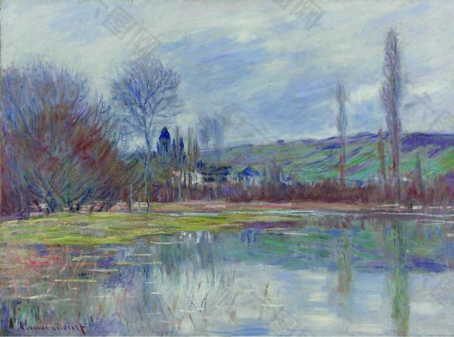 Claude Monet - The Spring at Vetheuil, 1881法国画家克劳德.莫奈oscar claude Monet风景油画装饰画