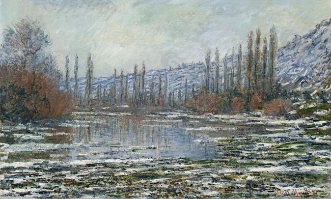 Claude Monet - The Thaw at Vetheuil, 1880法国画家克劳德.莫奈oscar claude Monet风景油画装饰画