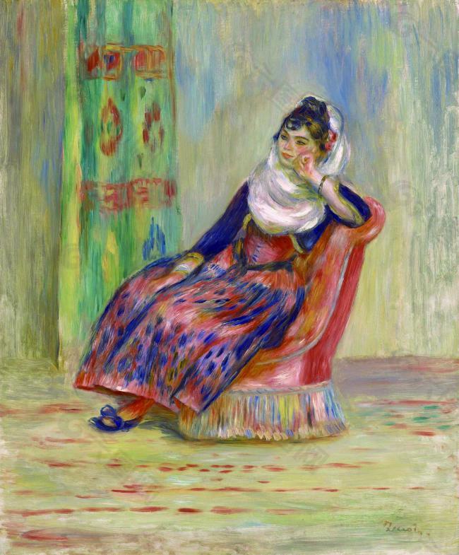 Pierre Auguste Renoir - Algerian Woman, 1881法国画家皮埃尔奥古斯特雷诺阿Pierre Auguste Renoir印象派人物油画