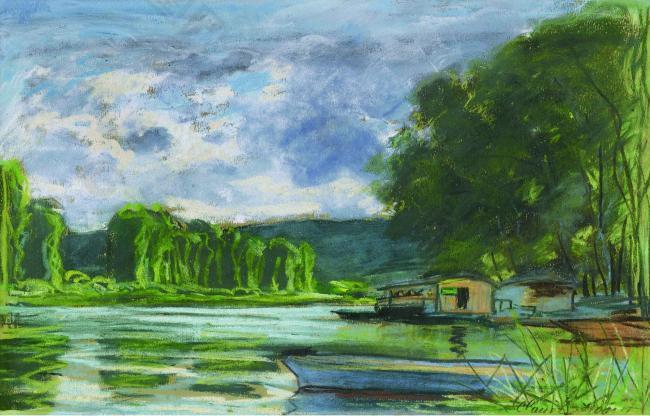 Claude Monet - The Banks of the Seine near Jeufosse (Eure), 1880法国画家克劳德.莫奈oscar claude Monet风景油画装饰画