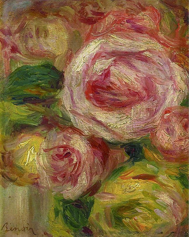Pierre Auguste Renoir - Roses法国画家皮埃尔奥古斯特雷诺阿Pierre Auguste Renoir印象派人物油画