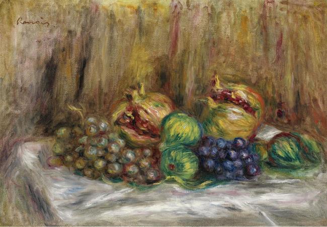 Pierre Auguste Renoir - Still Life with Granates, Figs and Grapes法国画家皮埃尔奥古斯特雷诺阿Pierre Auguste Renoir