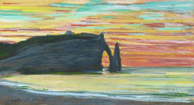 Claude Monet - Etretat, Cliff of Aval, 1885法国画家克劳德.莫奈oscar claude Monet风景油画装饰画