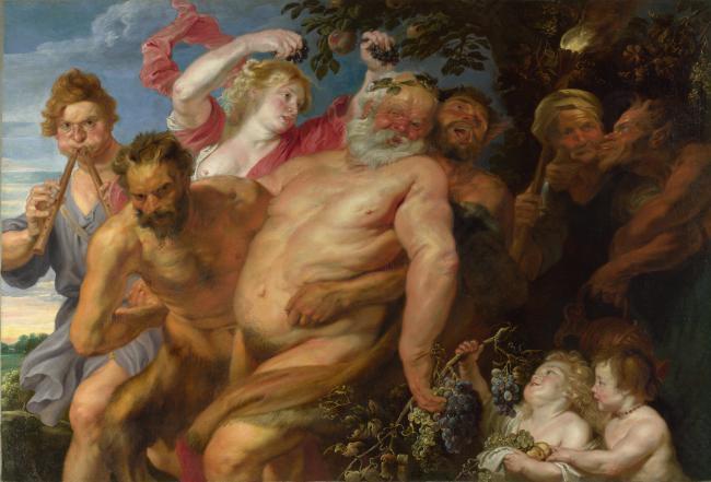 Anthony van Dyck - Drunken Silenus supported by Satyrs英国画家安东尼凡戴克Anthony van dyck人物油画装饰画