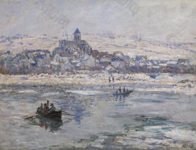 Claude-Oscar Monet - Vetheuil in Winter, 1878-79法国画家克劳德.莫奈oscar claude Monet风景油画装饰画