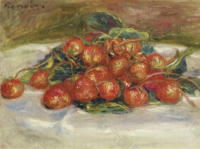 Pierre Auguste Renoir - Still Life with Strawberries法国画家皮埃尔奥古斯特雷诺阿Pierre Auguste Renoir印象派人物油画
