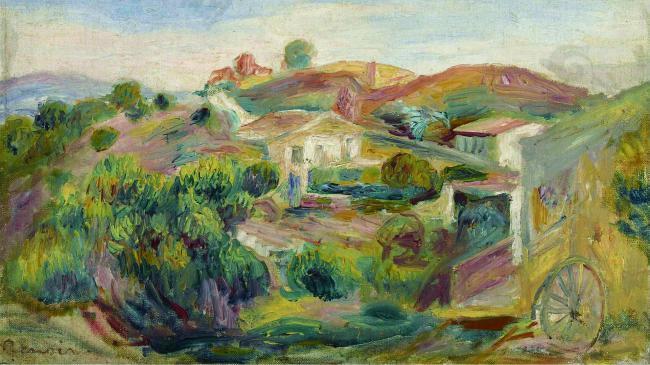 Pierre Auguste Renoir - Landscape with Houses, 1911法国画家皮埃尔奥古斯特雷诺阿Pierre Auguste Renoir印象派人物油画