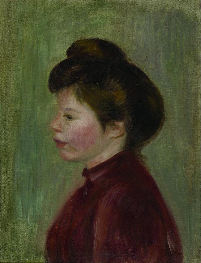 Pierre Auguste Renoir - Woman`s Profile, 1900法国画家皮埃尔奥古斯特雷诺阿Pierre Auguste Renoir印象派人物油画