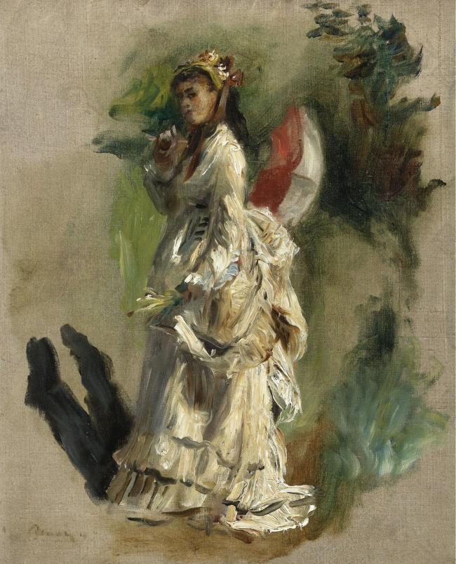 renoir - young woman with a parasol, 1868法國畫家皮埃爾奧古斯特