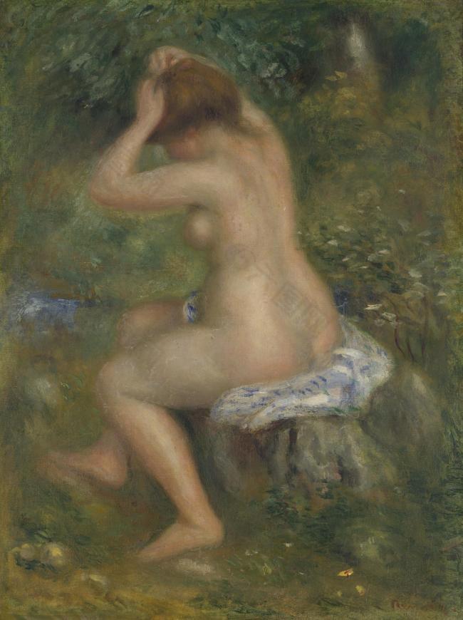 Pierre-Auguste Renoir - A Bather法国画家皮埃尔奥古斯特雷诺阿Pierre Auguste Renoir印象派人物油画