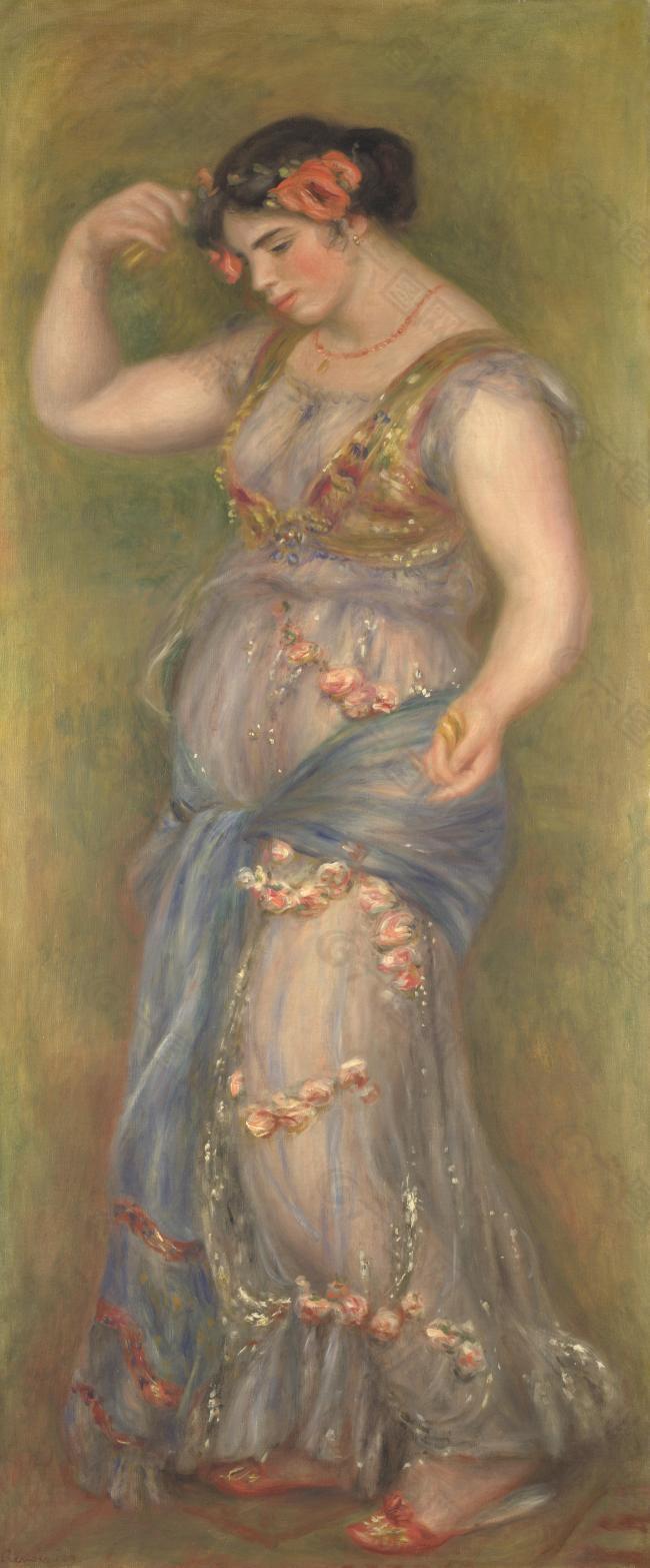 Pierre-Auguste Renoir - Dancing Girl with Castanets法国画家皮埃尔奥古斯特雷诺阿Pierre Auguste Renoir印象派人物油画