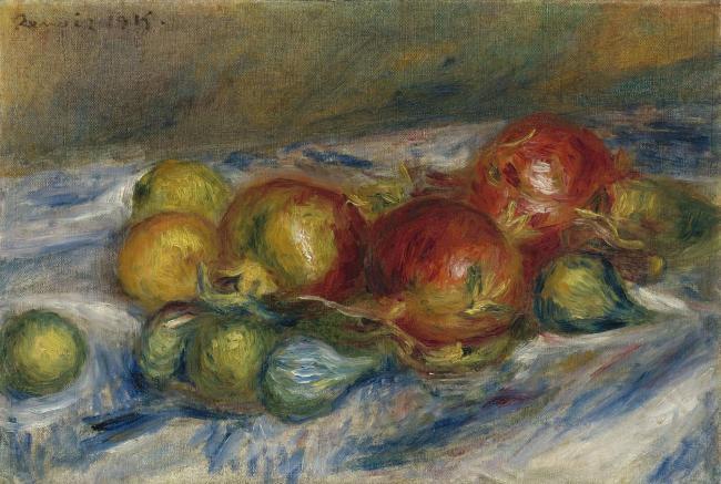 Pierre Auguste Renoir - Still Life with Figs and Granates, 1915法国画家皮埃尔奥古斯特雷诺阿Pierre Auguste Renoir印象