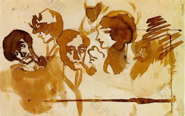 1899 鎭?des et t鍧眅s西班牙画家巴勃罗毕加索抽象油画人物人体油画装饰画