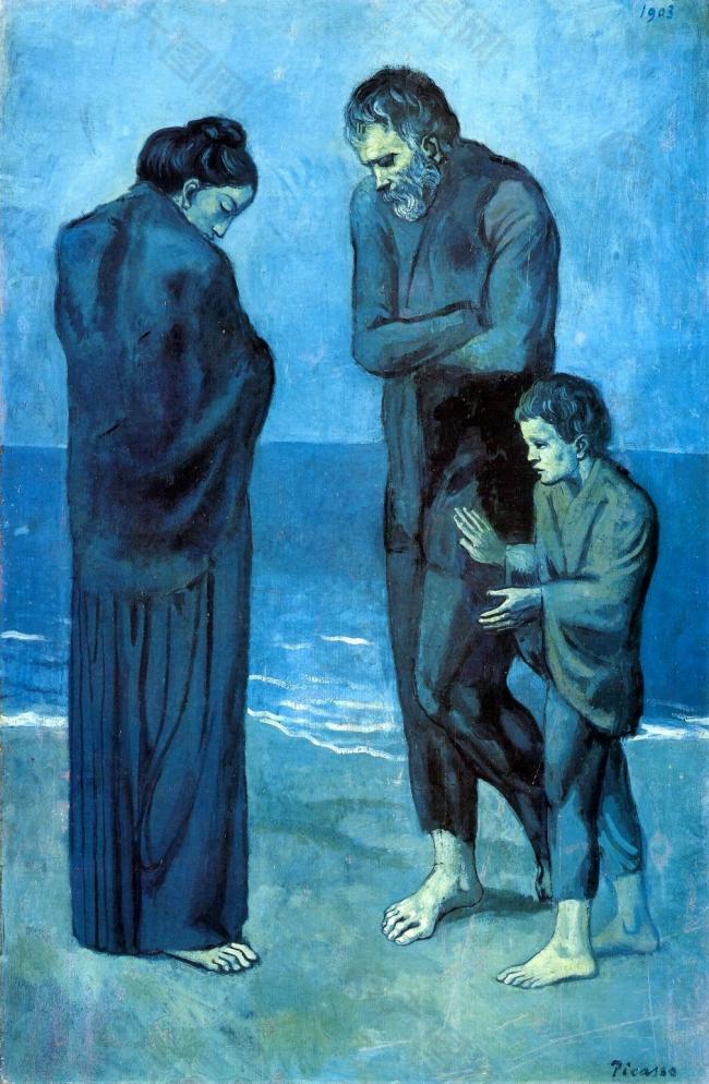 1903 Des pauvres au bord de la mer西班牙画家巴勃罗毕加索抽象油画人物人体油画装饰画