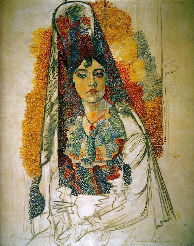 1917 Femme en costume espagnol (La Salchichona)西班牙画家巴勃罗毕加索抽象油画人物人体油画装饰画