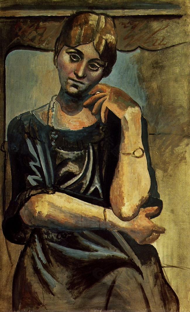 1917 Olga Kokhlova1西班牙画家巴勃罗毕加索抽象油画人物人体油画装饰画