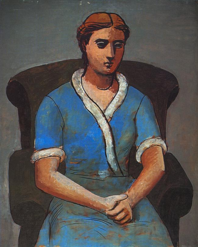 1922 Femme dans un fauteuil (Olga)西班牙画家巴勃罗毕加索抽象油画人物人体油画装饰画