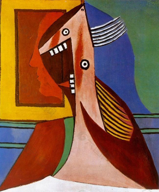 1929 Buste de femme et autoportrait西班牙画家巴勃罗毕加索抽象油画人物人体油画装饰画