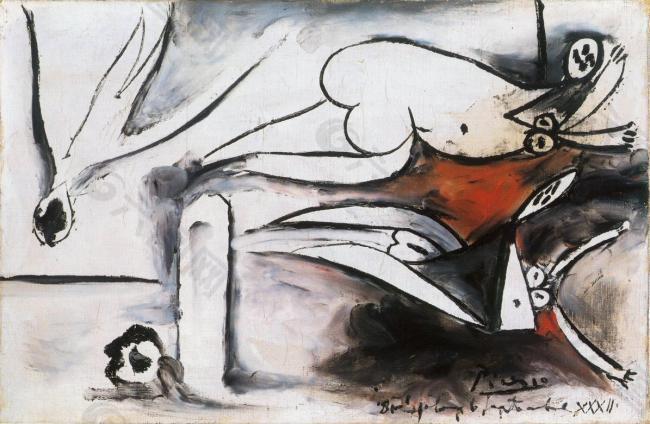 1932 Baigneuses西班牙画家巴勃罗毕加索抽象油画人物人体油画装饰画