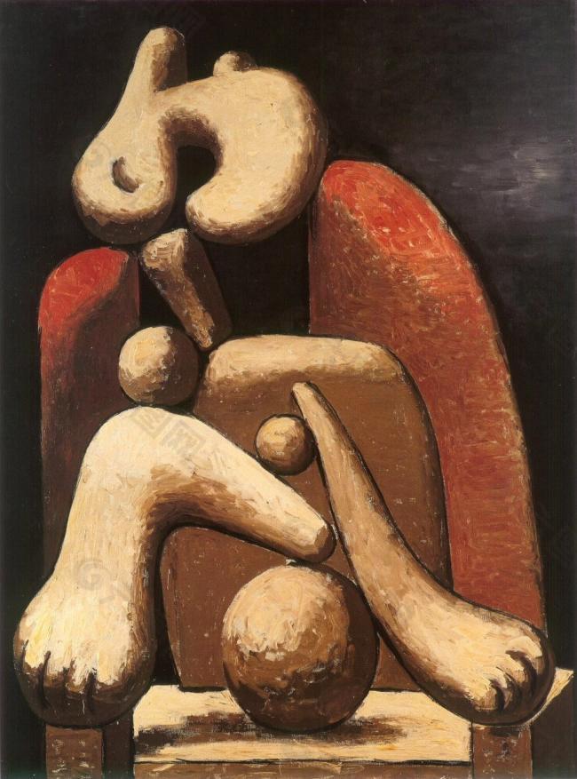 1932 Femme au fauteuil rouge西班牙画家巴勃罗毕加索抽象油画人物人体油画装饰画