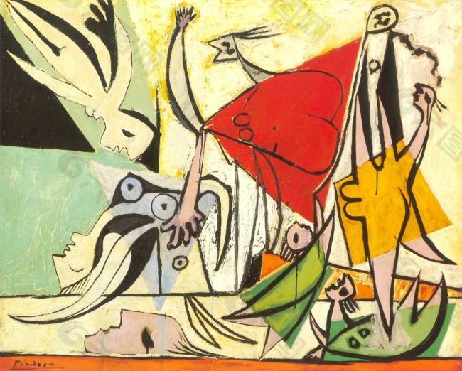 1932 Femmes et enfants au bord de la mer (Le sauvetage)西班牙画家巴勃罗毕加索抽象油画人物人体油画装饰画