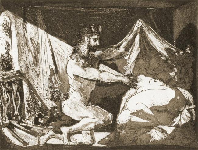 1936 Faune d鍊俹ilant une femme (Suite Vollard L97)西班牙画家巴勃罗毕加索抽象油画人物人体油画装饰画