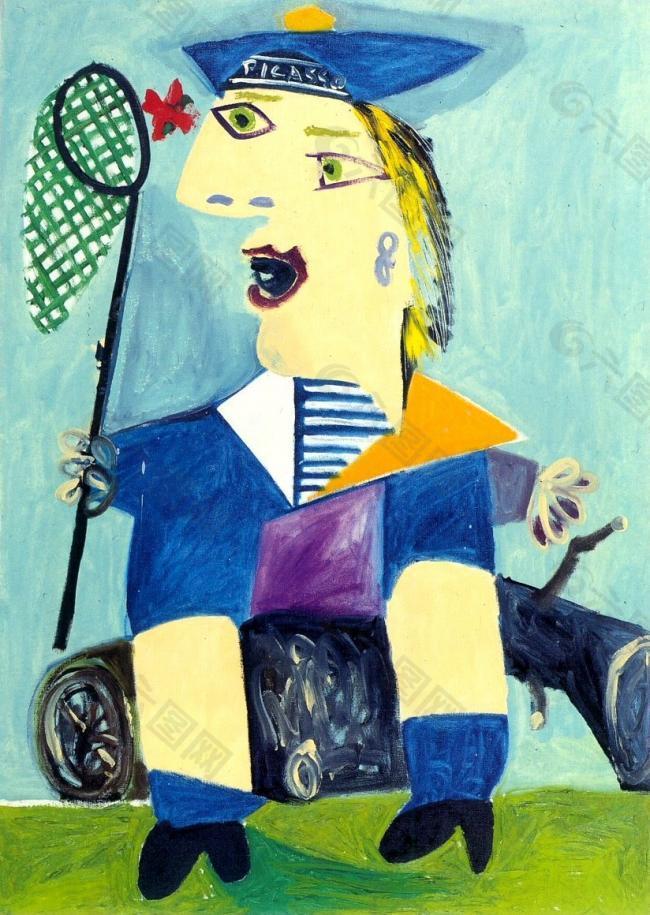 1938mayaentenuedemarin西班牙画家巴勃罗毕加索抽象油画人物人体油画