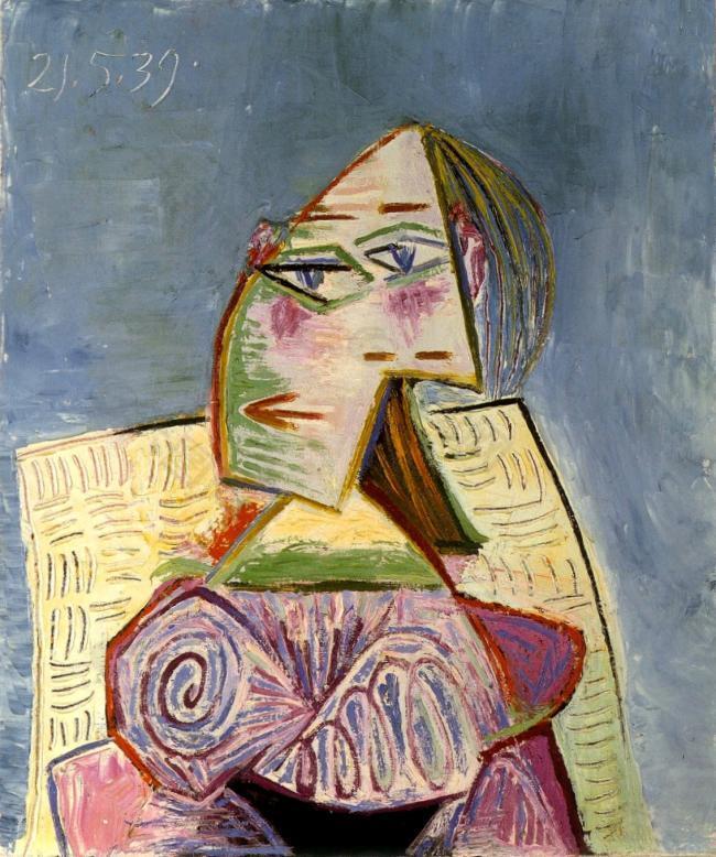 1939 Buste de femme en costume violet西班牙画家巴勃罗毕加索抽象油画人物人体油画装饰画