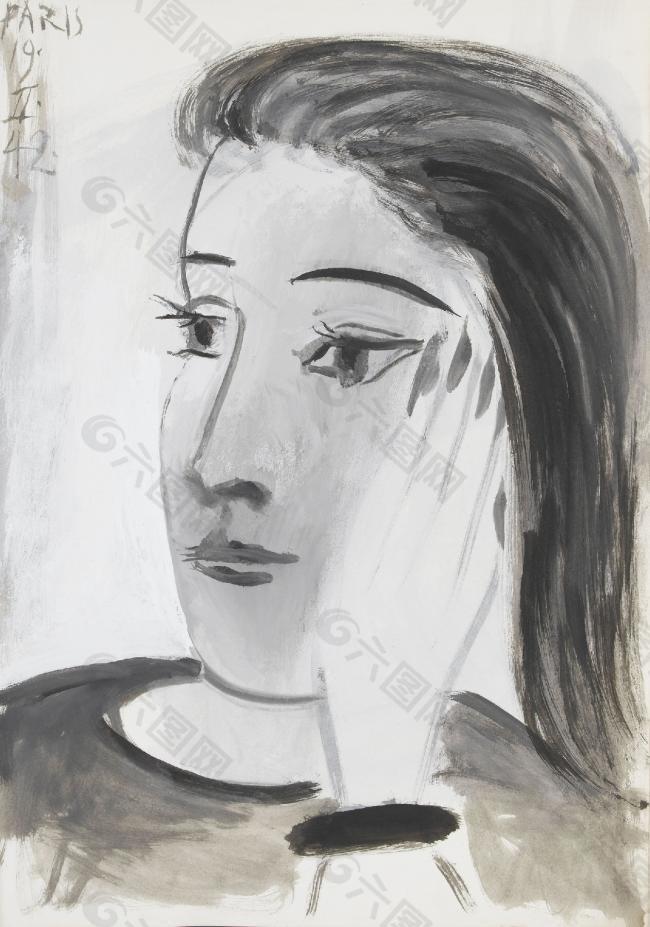 1942 Portrait de Dora Maar 1西班牙画家巴勃罗毕加索抽象油画人物人体油画装饰画