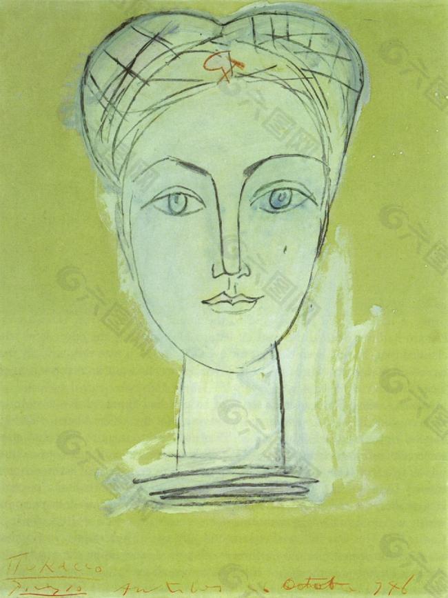 1946 Portrait de Fran鍣奿se avec la faucille et le marteau西班牙画家巴勃罗毕加索抽象油画人物人体油画装饰画