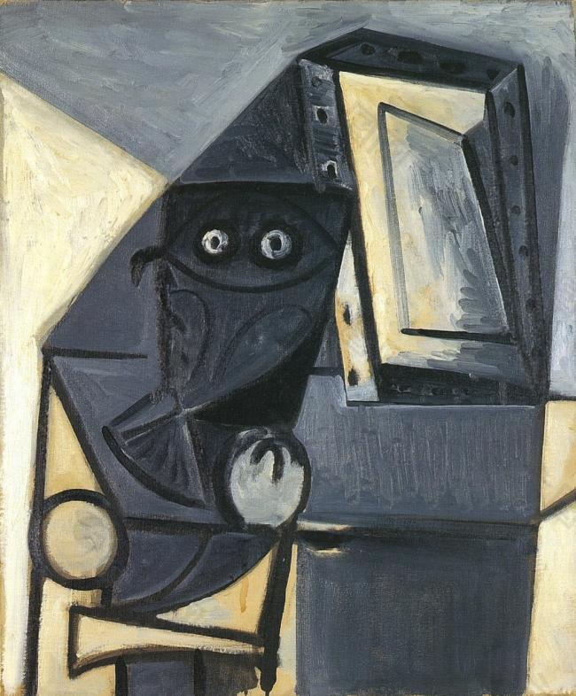 1947 Hibou sur une chaise 2西班牙画家巴勃罗毕加索抽象油画人物人体油画装饰画