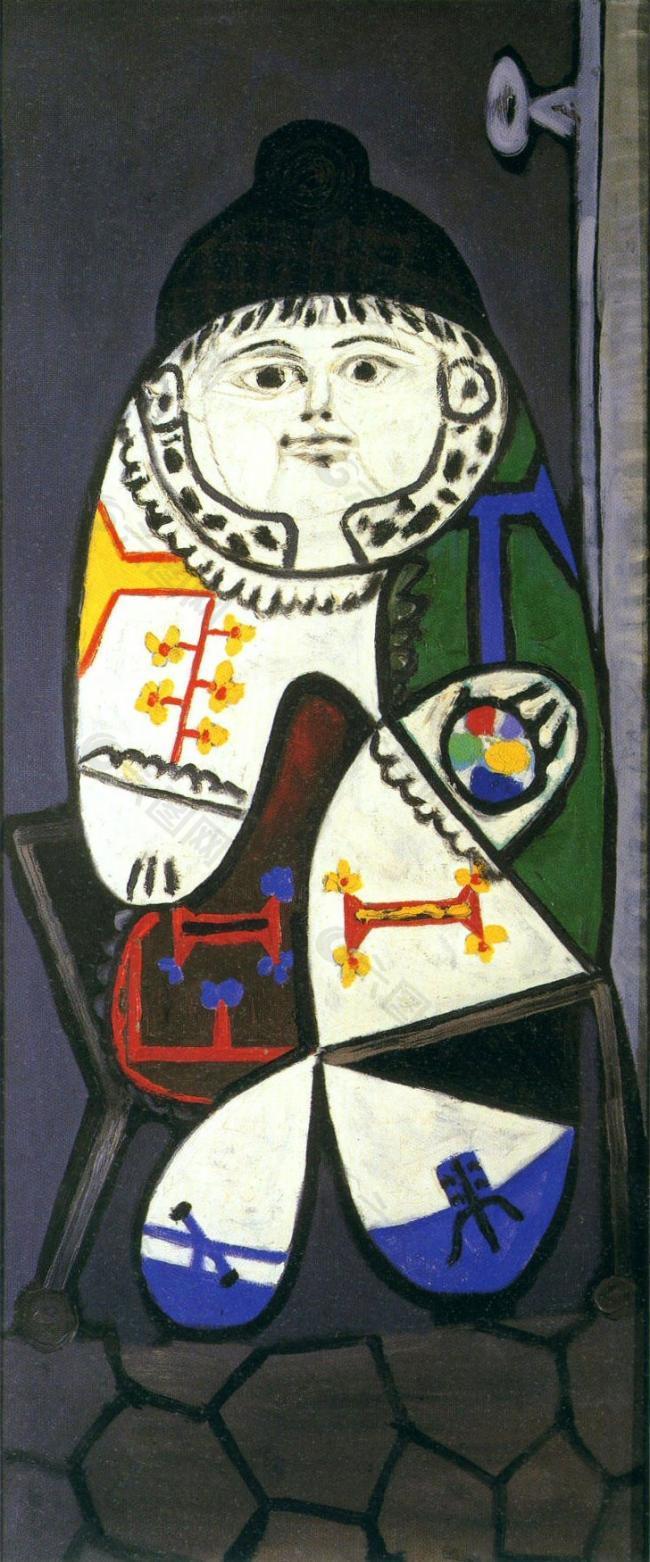 1948 Claude en costume polonais西班牙画家巴勃罗毕加索抽象油画人物人体油画装饰画