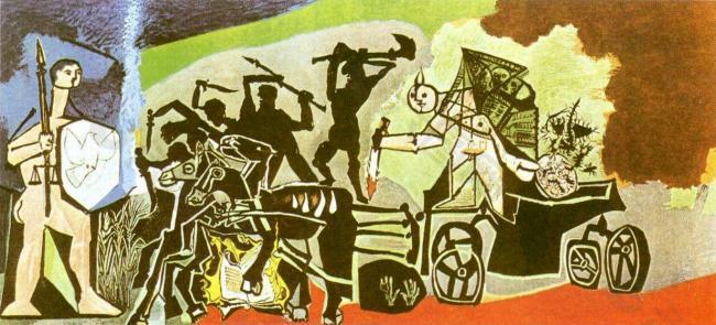 1952 La guerre西班牙画家巴勃罗毕加索抽象油画人物人体油画装饰画