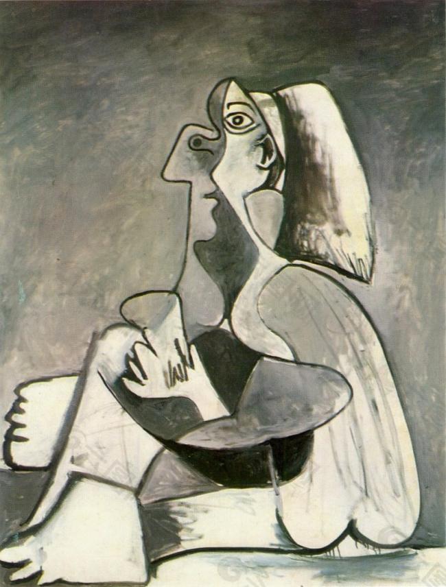 1962 Femme assise 2西班牙画家巴勃罗毕加索抽象油画人物人体油画装饰画