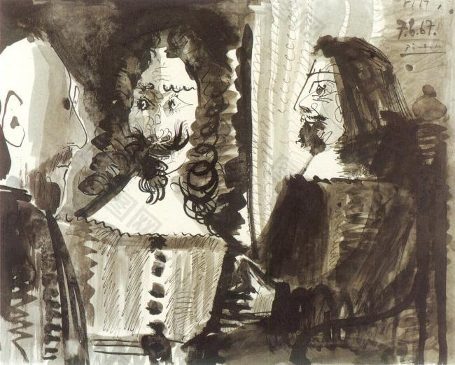 1967 Homme assis西班牙画家巴勃罗毕加索抽象油画人物人体油画装饰画