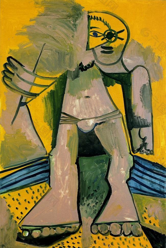 1971 Baigneur debout西班牙画家巴勃罗毕加索抽象油画人物人体油画装饰画