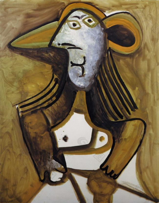 1971 femme au chapeau西班牙画家巴勃罗毕加索抽象油画人物人体油画