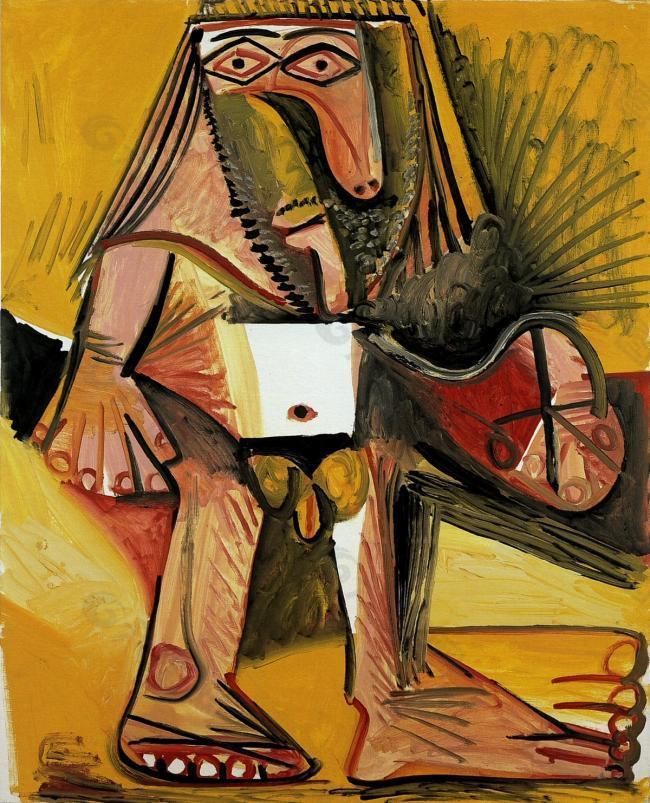 1971 Homme nu debout西班牙画家巴勃罗毕加索抽象油画人物人体油画装饰画