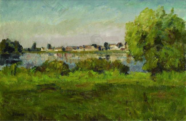 Abel Lauvray - The Seine between Vetheuil and Lavacourt法国著名画家亚伯Abel Lauvray印象派风景油画装饰画