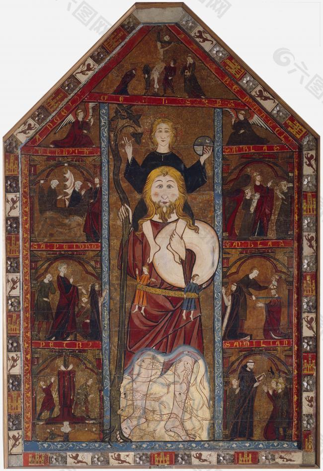 Anonymous - Altarpiece of Saint Christopher, 14 Century荷兰画家Anonymous西方高清宗教人物神话人物古典人物样式主义油画装饰画