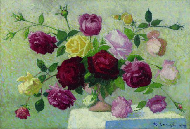 Achille Lauge - Bouquet of Roses, 1922花卉水果蔬菜器皿静物印象画派写实主义油画装饰画